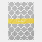 Gray White Moroccan #5 Pineapple Name Monogram Theedoek (Verticaal)