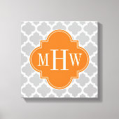 Gray White Moroccan #5 Pumpkin 3 Initiaal Monogram Canvas Afdruk (Voorkant)