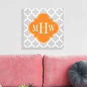 Gray White Moroccan #5 Pumpkin 3 Initiaal Monogram Canvas Afdruk (Insitu (Woonkamer))