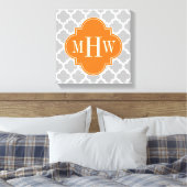 Gray White Moroccan #5 Pumpkin 3 Initiaal Monogram Canvas Afdruk (Insitu (Slaapkamer))