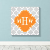 Gray White Moroccan #5 Pumpkin 3 Initiaal Monogram Canvas Afdruk (Insitu (Houten vloer))
