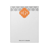 Gray White Moroccan #5 Pumpkin 3 Initiaal Monogram Notitieblok (Linkerzijde)