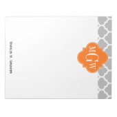 Gray White Moroccan #5 Pumpkin 3 Initiaal Monogram Notitieblok (Voorkant)