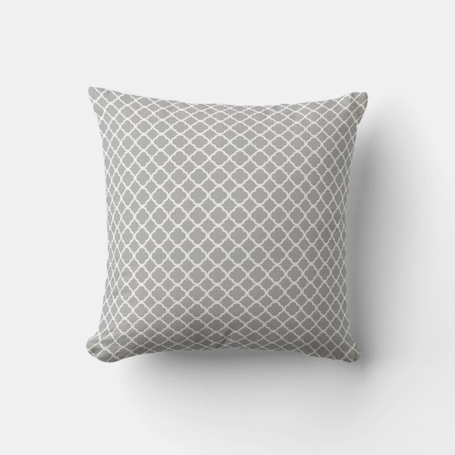 Gray White Moroccan Lattice Pillow Kussen (Voorkant)