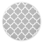Gray White Moroccan Quatrefoil Pattern #5 Keramische Knop (Voorkant)