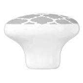 Gray White Moroccan Quatrefoil Pattern #5 Keramische Knop (Zijkant)
