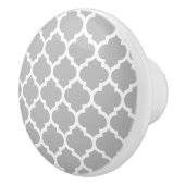 Gray White Moroccan Quatrefoil Pattern #5 Keramische Knop (Rechts)