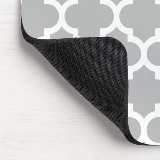 Gray White Moroccan Quatrefoil Pattern #5 Muismat (Hoek)