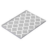 Gray White Moroccan Quatrefoil Pattern #5 Notitieboek (Linkerzijde)