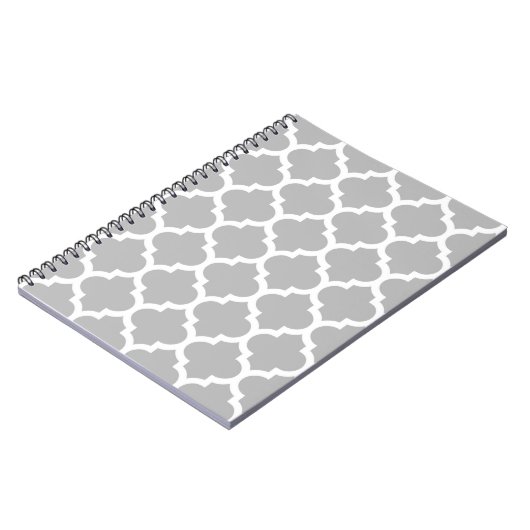 Gray White Moroccan Quatrefoil Pattern #5 Notitieboek (Linkerzijde)