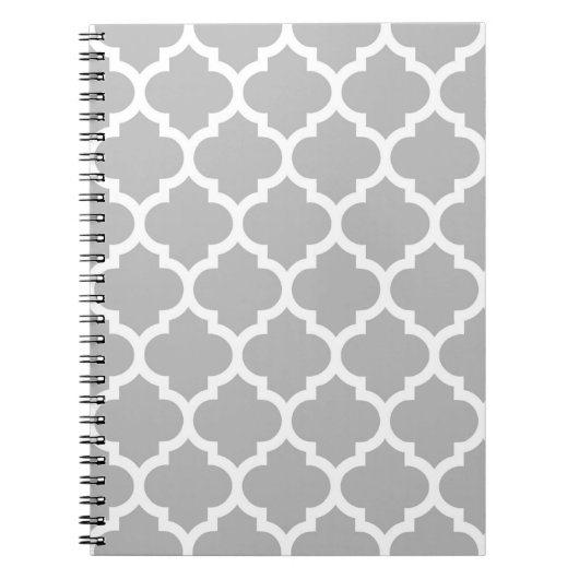 Gray White Moroccan Quatrefoil Pattern #5 Notitieboek (Voorkant)