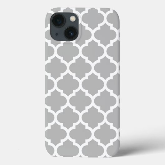 Gray White Moroccan Quatrefoil Pattern #5 V Case-Mate iPhone Case (Achterkant)