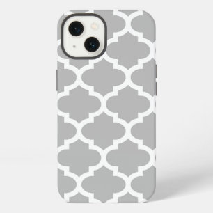 Gray White Moroccan Quatrefoil Pattern #5 V iPhone 13 Hoesje