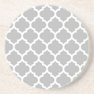 Gray White Moroccan Quatrefoil Pattern #5 Zandsteen Onderzetter