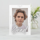 Gray White Neon Mod AFSTUDEERDER Foto College Univ Aankondiging (Staand voorkant)