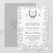 Gray White Oak Laurel Wedding Uitnodiging (Voorkant / Achterkant)