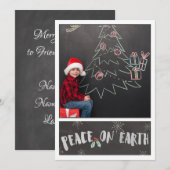 Gray & White/Peace on Earth/Foto met Kerstmis Kaar Feestdagenkaart (Voorkant / Achterkant)