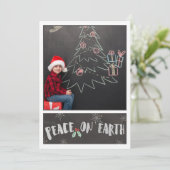 Gray & White/Peace on Earth/Foto met Kerstmis Kaar Feestdagenkaart (Staand voorkant)