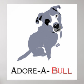 Gray & White Pittie Puppy Adore-a-Bull Poster