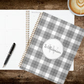 Gray & White Plaid Planner