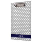 Gray White Polka Dots Navy Blue Name Monogram Klembord (Links)