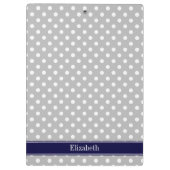 Gray White Polka Dots Navy Blue Name Monogram Klembord (Achterkant)