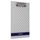 Gray White Polka Dots Navy Blue Name Monogram Klembord (Rechts)