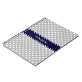Gray White Polka Dots Navy Blue Name Monogram Notitieboek (Linkerzijde)