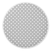 Gray White Polka Dots Pattern Keramische Knop (Voorkant)