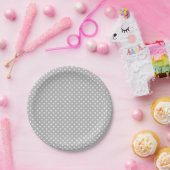 Gray White Polka Dots Pattern Papieren Bordje (Feest)