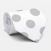 Gray White Polka Dots Pattern Stropdas (Opgerold)