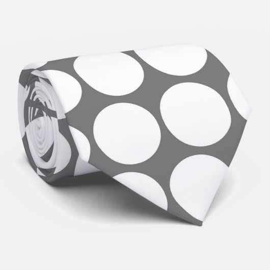 Gray White Polka Dots Pattern Stropdas (Opgerold)