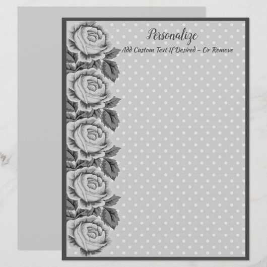 Gray & White Polka Dots Rozen Border (Voorkant / Achterkant)