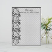 Gray & White Polka Dots Rozen Border (Staand voorkant)