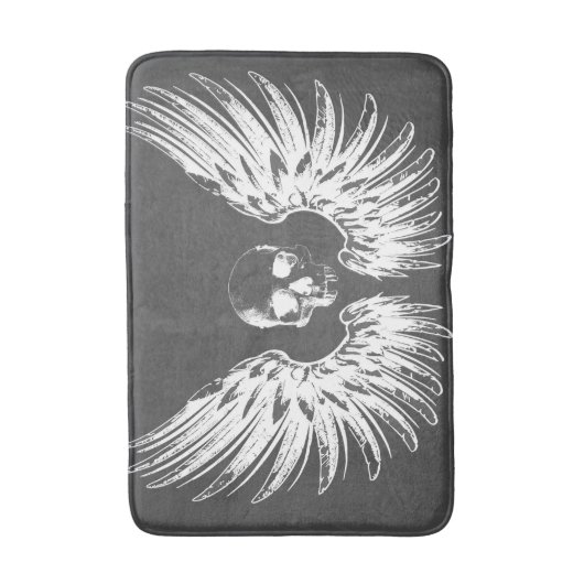 Gray & White Rock Angel Wings Skull Badmat (Voorkant Verticaal)