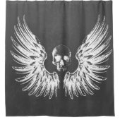 Gray & White Rock Angel Wings Skull Douchegordijn (Voorkant)