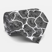Gray White Roses Stylish Floral Pattern Stropdas (Opgerold)