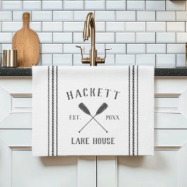 Gray & White Rustic Oars Specialized Lake House Theedoek