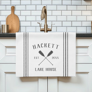 Gray & White Rustic Oars Specialized Lake House Theedoek