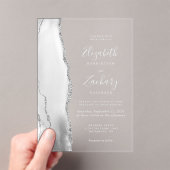 Gray White Silver Agate Wedding Acryl Uitnodigingen (Insitu (Draagbaar))