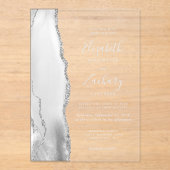 Gray White Silver Agate Wedding Acryl Uitnodigingen (Voorkant)