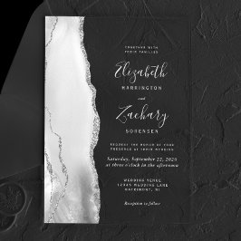 Gray White Silver Agate Wedding Acryl Uitnodigingen