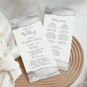 Gray White Silver Agate Wedding Programmakaart