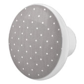 Gray & White Small Polka Dots Modern Chic Keramische Knop (Rechts)