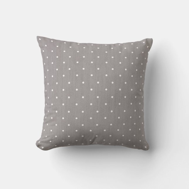 Gray & White Small Polka Dots Modern Chic Kussen (Voorkant)