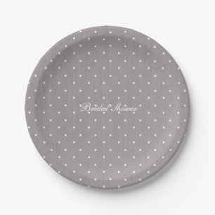 Gray & White Small Polka Dots Modern Chic Papieren Bordje