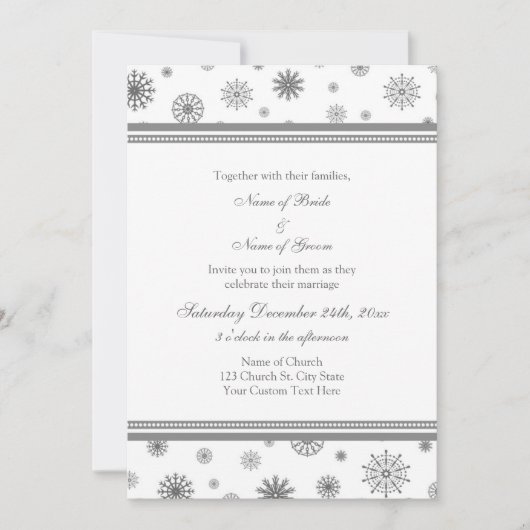 Gray White Snow Winter Weddenschap Kaarten (Voorkant)