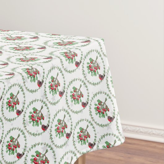 Gray White Star Red Robin Wreate Kerstmis Tafelkleed (Voorbeeld)