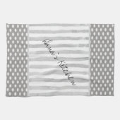 Gray White Stripe Kitchen Hand Towel Theedoek (Horizontaal)