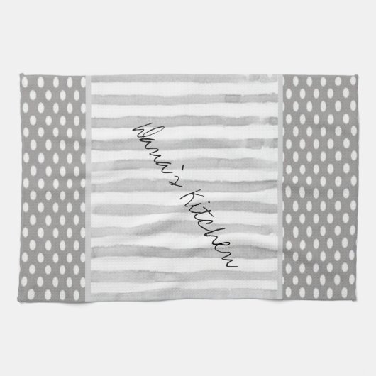 Gray White Stripe Kitchen Hand Towel Theedoek (Horizontaal)